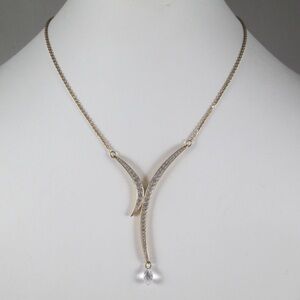 Authentic Swarovski Gold Crystal Y-Necklace & Earring Set - SIGNED